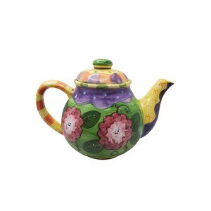 Vintage Milson & Louis Hand-Painted Ceramic Floral Teapot - Multicolor Design Wi